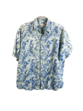 Summa Hawaiin Aloha Shirt Men's Medium Blue Floral Loose Fit